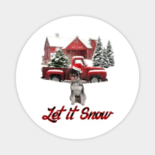 Standard Schnauzer Let It Snow Tree Farm Red Truck Christmas Magnet